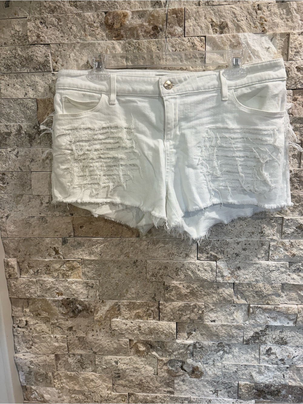 Guess White Distressed Denim Cutoff Shorts size 31